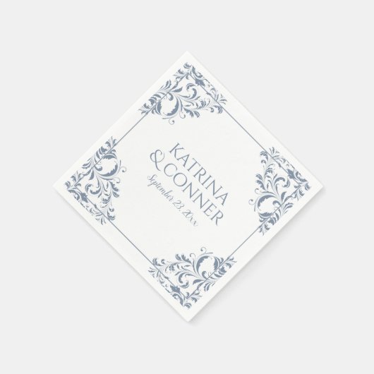 Elegant Wedding Napkins | Nadine (Dusty Blue) 2 Serviette (Ecke)