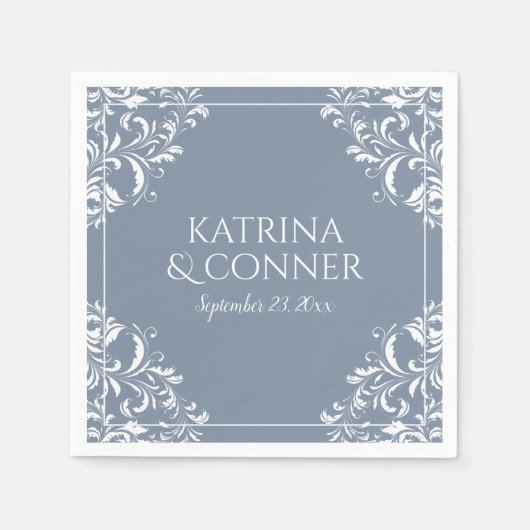 Elegant Wedding Napkins | Nadine (Dusty Blue) Serviette (Vorderseite)