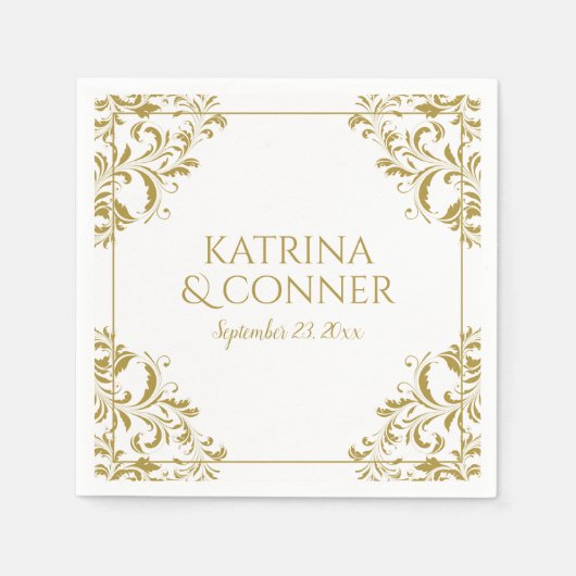 Elegant Wedding Napkins | Nadine (Gold) 2 Serviette (Vorderseite)