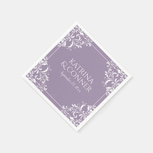Elegant Wedding Napkins | Nadine (Lavendel) Serviette (Ecke)
