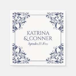 Elegant Wedding Napkins | Nadine (Navy Blue) 2 Serviette