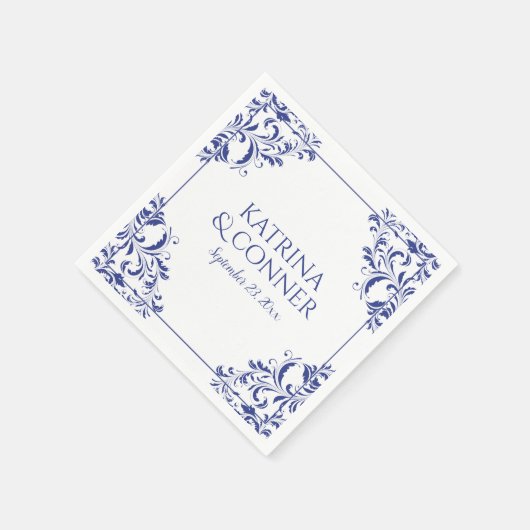 Elegant Wedding Napkins | Nadine (Royal Blue) 2 Serviette (Ecke)