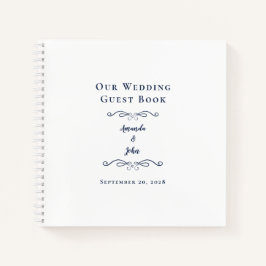 Elegant Wedding Navy Blue Chic Budget Gästebuch Notizblock