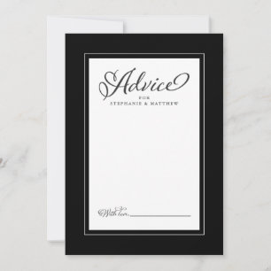 Elegant Wedding Newlywed Wish Black Border Hinweiskarte