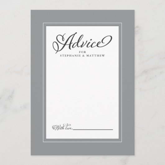 Elegant Wedding Newlywed Wish Gray Border Hinweiskarte (Vorderseite)