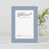 Elegant Wedding Newlywed wünscht Dusty Blue Border Hinweiskarte (Stehend Vorderseite)