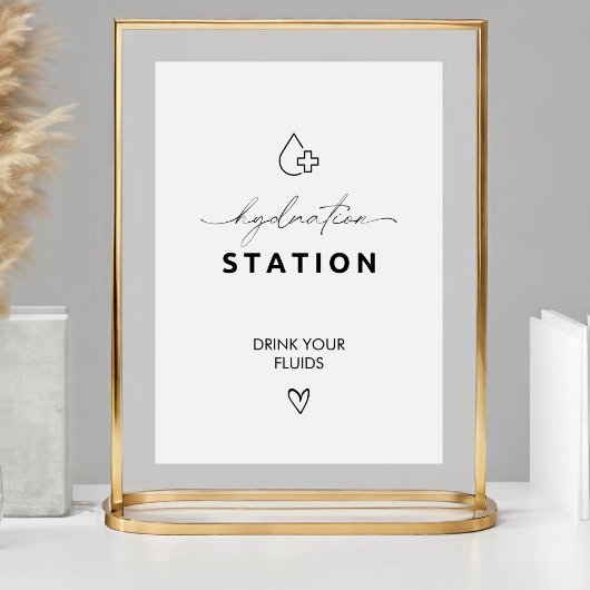 Elegant Wedding Nurse Hydration Station Drink Sockelschild