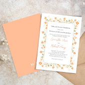 Elegant Wedding Peach Blumengrün Einladung
