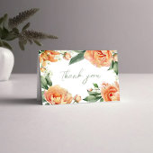 Elegant Wedding Peach Floral Dankeskarte