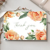 Elegant Wedding Peach Floral Dankeskarte