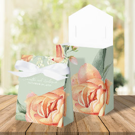 Elegant Wedding Peach floral Green Geschenkschachtel