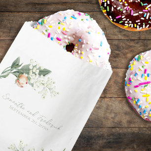 Elegant Wedding Peach floral Green Geschenktütchen