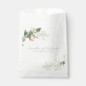 Elegant Wedding Peach floral Green Geschenktütchen (Vorderseite)