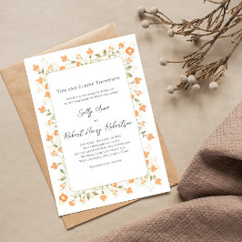 Elegant Wedding Peach Floral Script Einladung