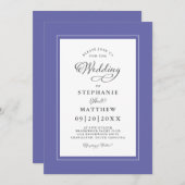 Elegant Wedding Periwinkle Blue Modern Calligraphy Einladung (Vorne/Hinten)