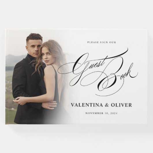 Elegant Wedding Photo Display Guest Book Gästebuch (Vorderseite)