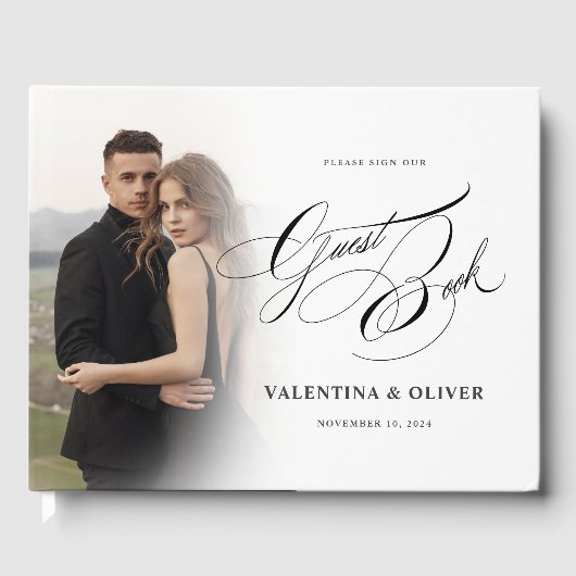 Elegant Wedding Photo Display Guest Book Gästebuch (Vorderseite)