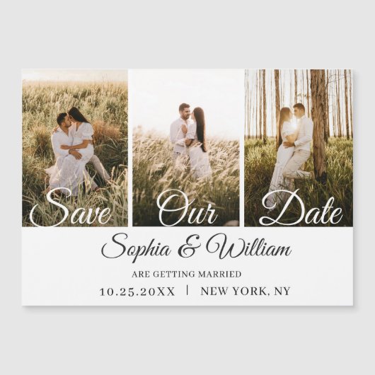 Elegant Wedding PHOTO Save the Date Magnetic Card Magnetkarte (Vorderseite)