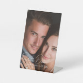 Elegant Wedding Photo Save The Date Pedestal Sign Sockelschild (Vorderseite)