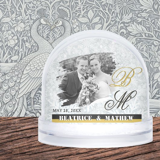 Elegant Wedding Photo Snow Globe, Anniversary Schneekugeln