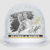 Elegant Wedding Photo Snow Globe, Anniversary Schneekugeln (Vorderseite)