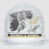 Elegant Wedding Photo Snow Globe, Anniversary Schneekugeln (Rückseite)
