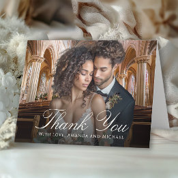 Elegant Wedding Photo Thank You Dankeskarte