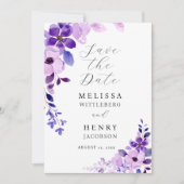 Elegant Wedding Pink Blau Save the Date Lila (Vorderseite)