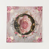 Elegant Wedding Pink Rose Mural #5 Wandteppich (Vorderseite (Horizontal))