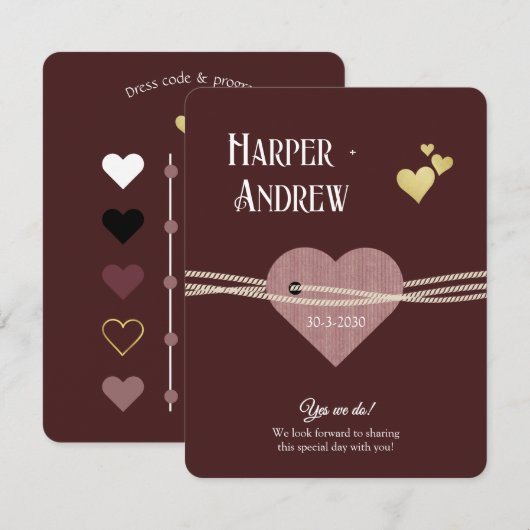 Elegant Wedding Program/ Dress Code Card Einladung (Vorne/Hinten)