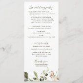 Elegant Wedding Program Greenery White Floral Programm (Rückseite)