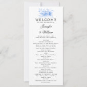 Elegant Wedding Program Navy Blue Floral Script Einladung (Vorderseite)