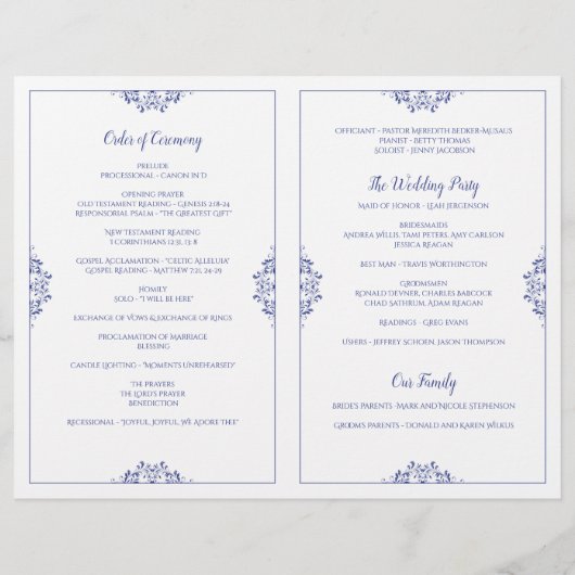 Elegant Wedding Programs - Nadine (Royal Blue) (Rückseite)