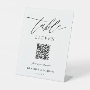 Elegant Wedding QR Code Tischnummern Sockelschild