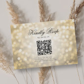 Elegant Wedding QR UAWG Bokeh Lights Gold RSVP Karte