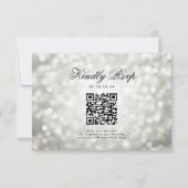 Elegant Wedding QR UAWG Bokeh Lights Silver RSVP Karte (Vorderseite)