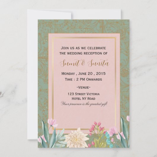 Elegant Wedding Reception Party Invitation Card Einladung (Vorderseite)