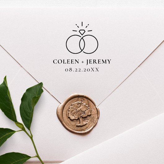 Elegant Wedding Rings Custom Save The Date Gummistempel