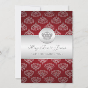 Elegant Wedding Royal Crown Red Einladung