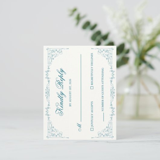Elegant Wedding RSVP Card (Stehend Vorderseite)