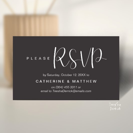 Elegant "Wedding RSVP" Reminder Details Begleitkarte