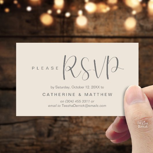  Elegant "Wedding RSVP" Reminder Details Begleitkarte