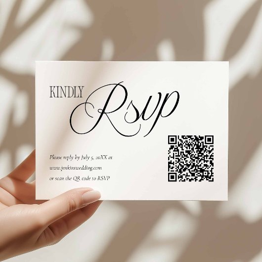 Elegant Wedding RSVP with QR code Card Karte
