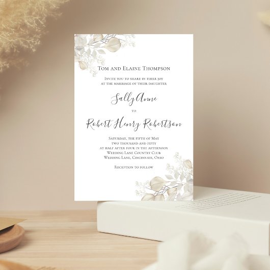 Elegant Wedding Sage Greenerity Script Einladung
