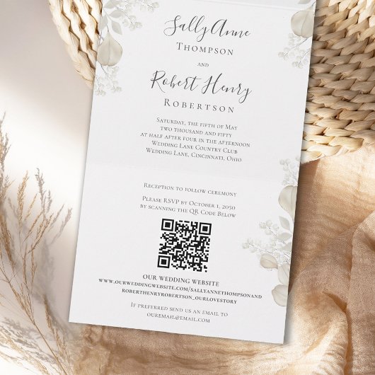 Elegant Wedding Sage Greenery Calligraphy Script All In One Einladung