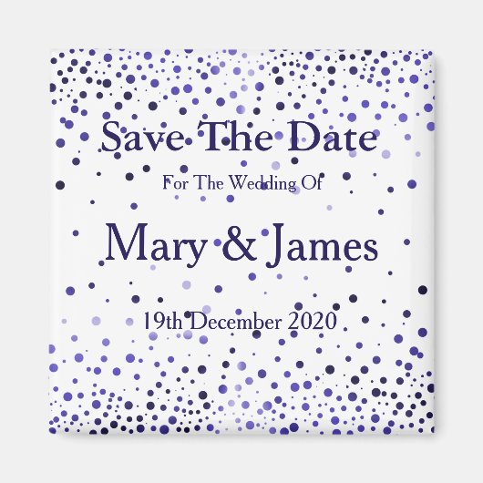 Elegant Wedding Save the Date Blue Glitzer Sparkle Magnet (Vorne)