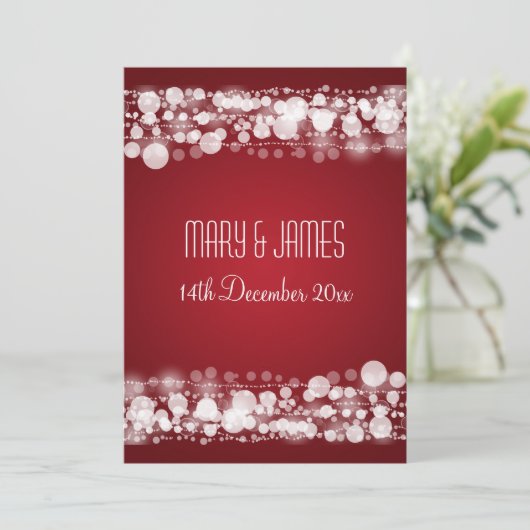 Elegant Wedding Save the Date Dotted Red (Stehend Vorderseite)