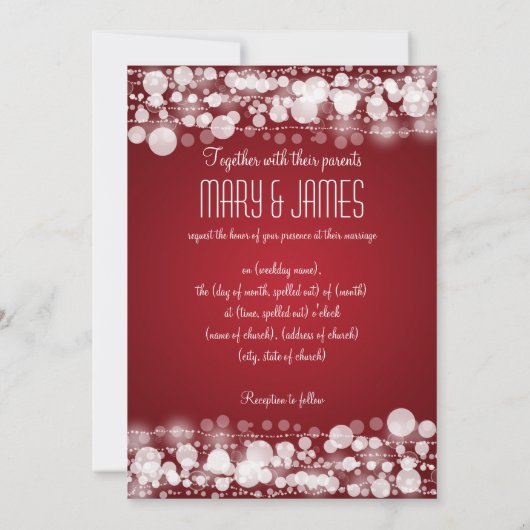 Elegant Wedding Save the Date Dotted Red (Rückseite)