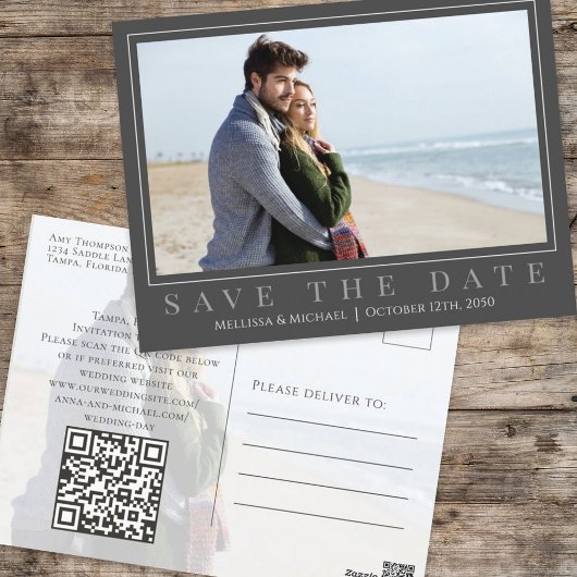 Elegant Wedding Save the Date Foto Postkarte