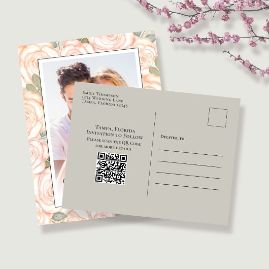 Elegant Wedding Save the Date Foto Postkarte